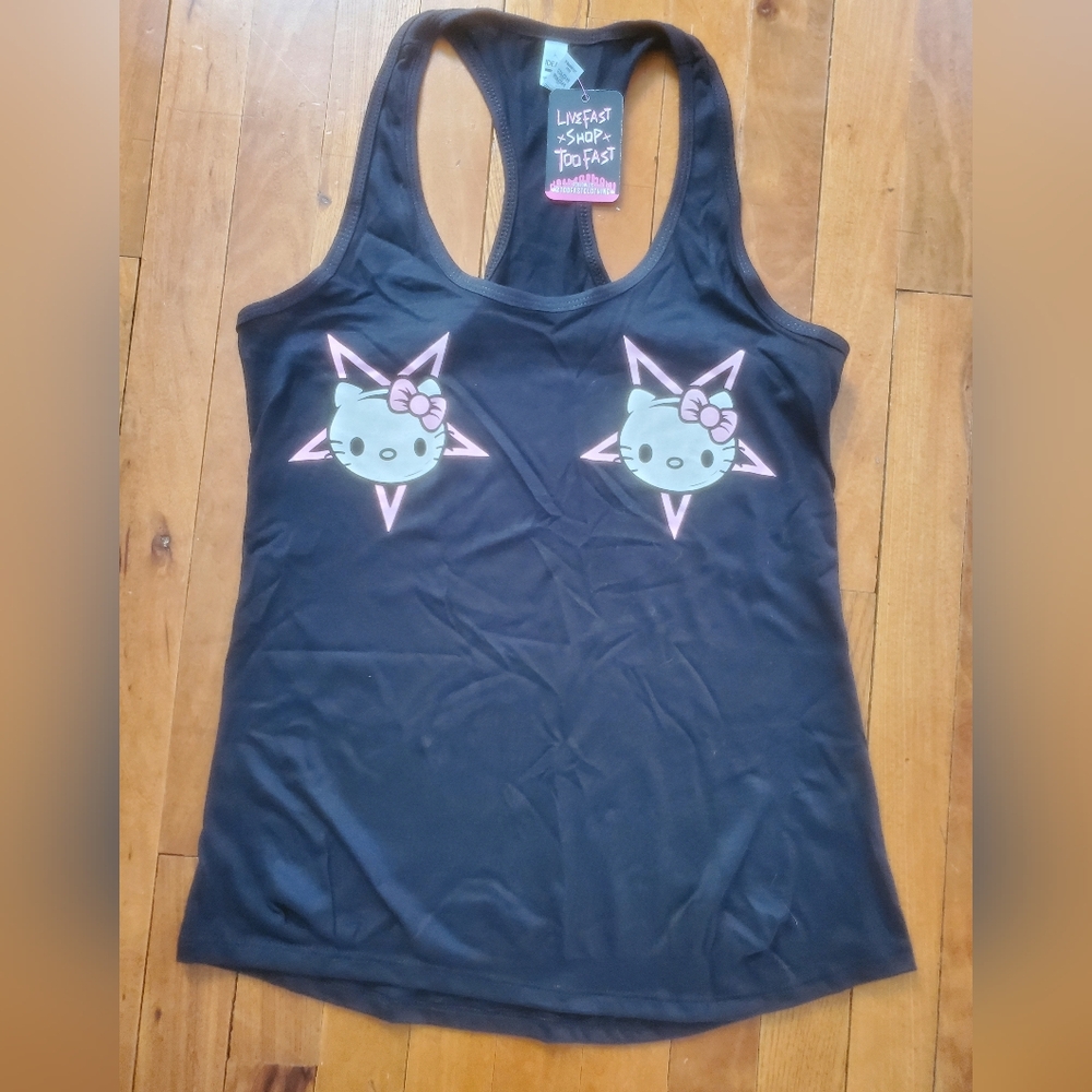 Too Fast Black Tank Top Hello Kitty